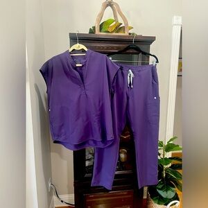 Figs Scrubs Set Purple Shadow Rafaela Top L & Yola Skinny pant - L.